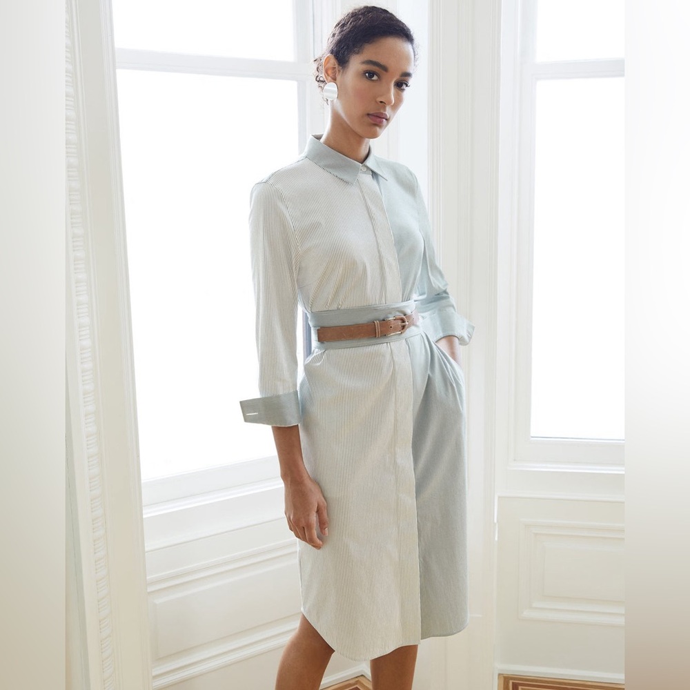 Lafayette 148 Peggy Parkside Striped Shirtdress